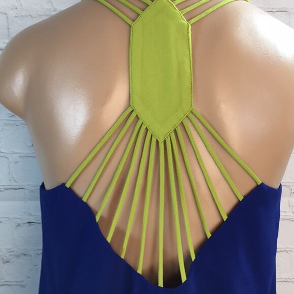 Umgee USA Top Womens Medium Strappy Racerback‎ Blue & Green Flowy Beach Vacation - Picture 7 of 11